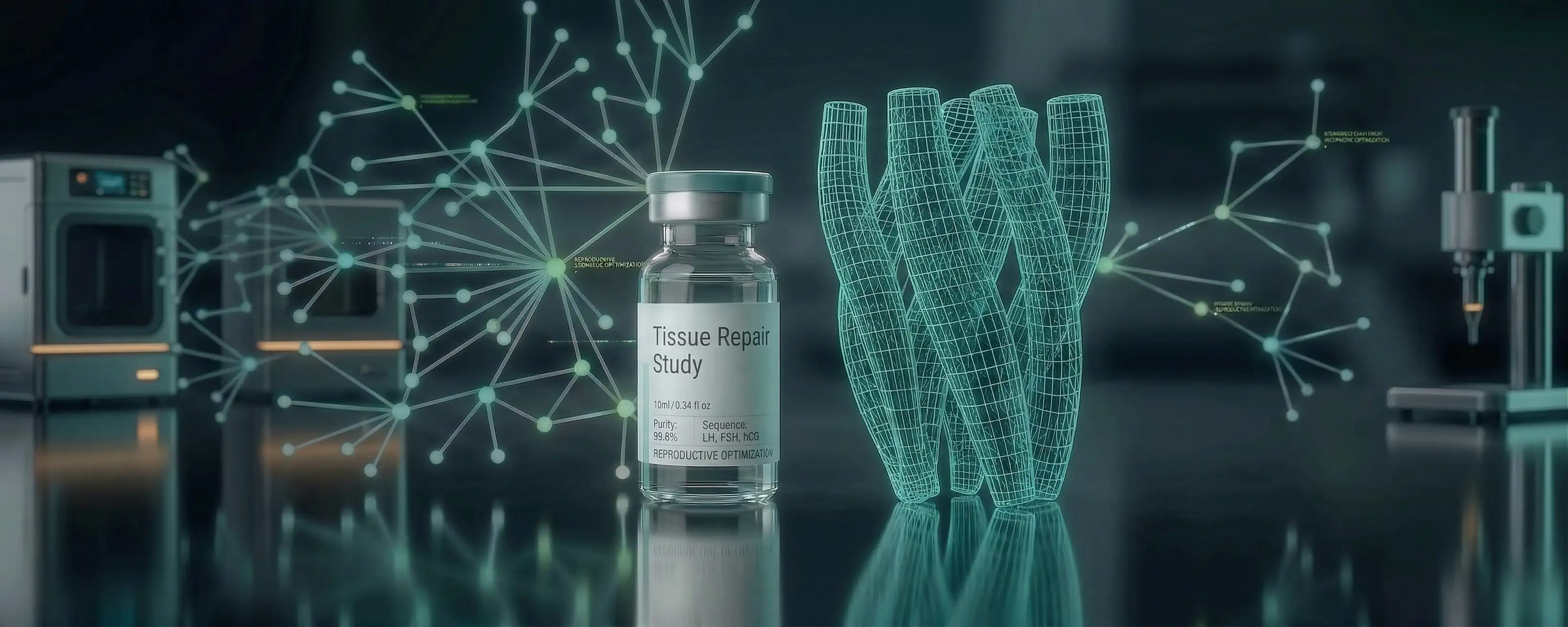 Tissue repair study vial with structural growth visualization